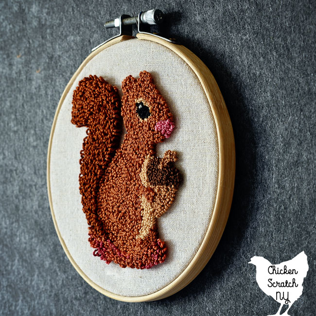 Autumn Squirrel Punch Needle Embroidery Pattern
